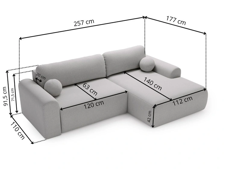 Ecksofa L-Form mit Schlaffunktion und Bettkasten Savana Rechts Bouclé-Stoff Braun