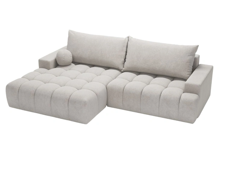 Ecksofa L-Form mit Schlaffunktion und Bettkasten Havi Links Hellgrau