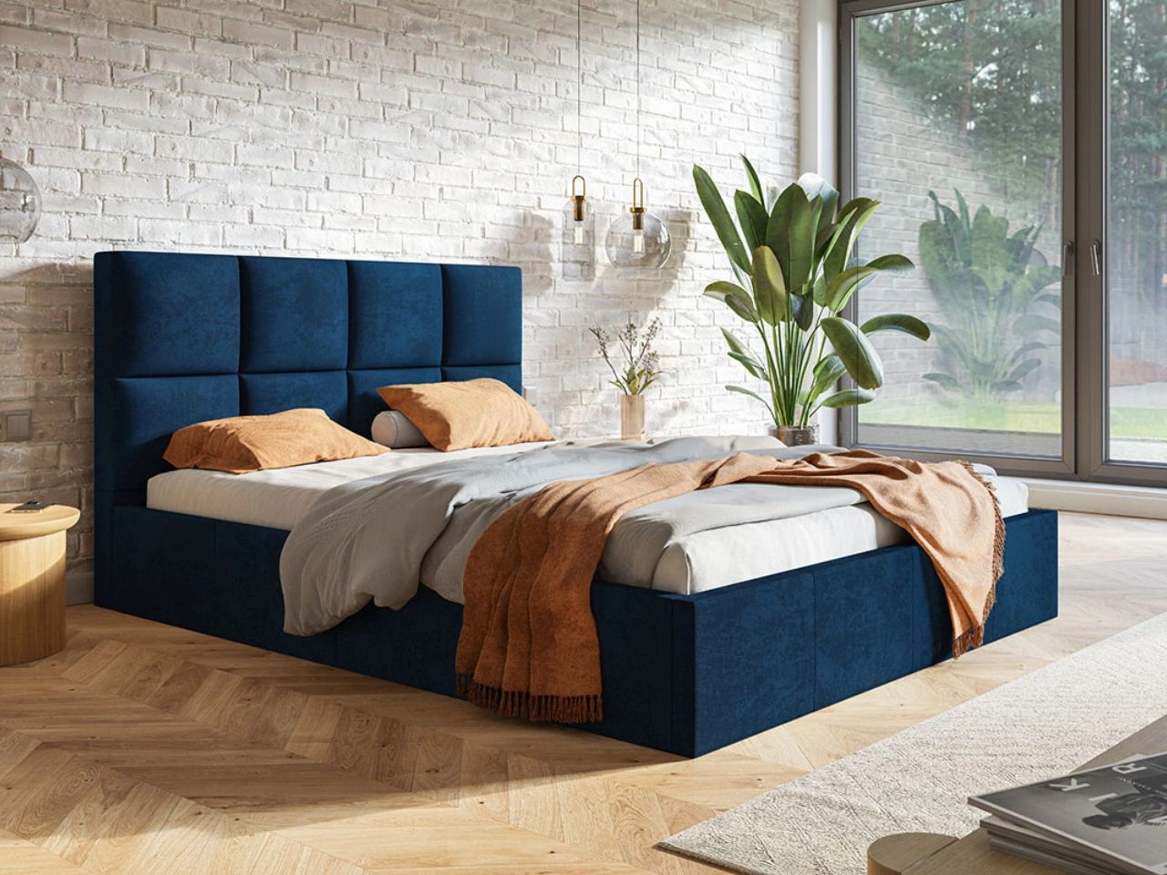 Polsterbett mit Bettkasten und Lattenrost 180x200 Malo Dunkelblau