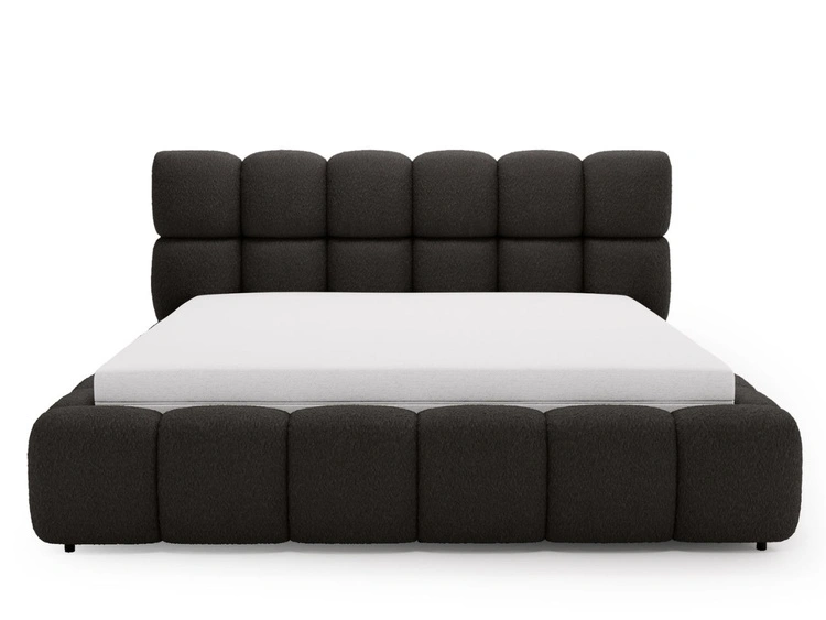 Polsterbett mit Bettkasten und Lattenrost 200x200 Modo aus Bouclé-Stoff Schwarz