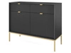 Kommode mit Türen und Schubladen Amber Schwarz, Gold Frame