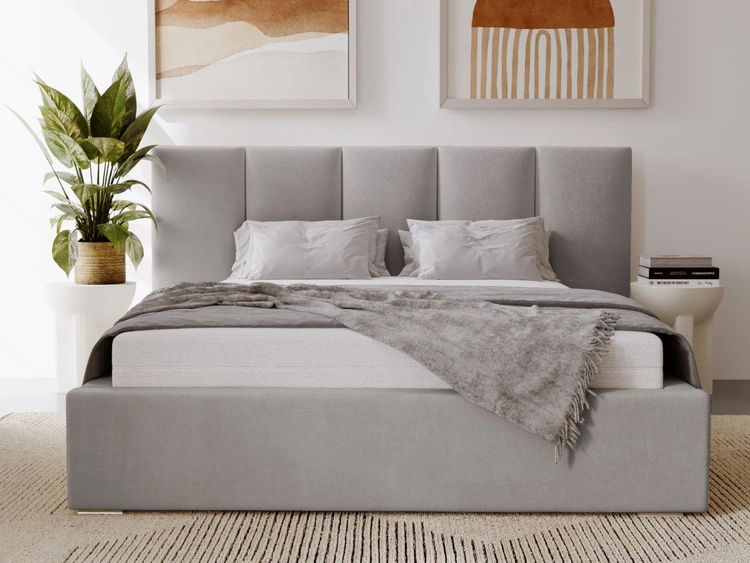Polsterbett mit Bettkasten und Lattenrost 180x200 Lizbona Hellgrau