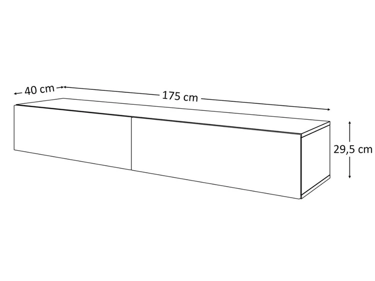 Hängende TV-Wohnwand mit LED-Beleuchtung für das Wohnzimmer Sorelle Schwarz Matt