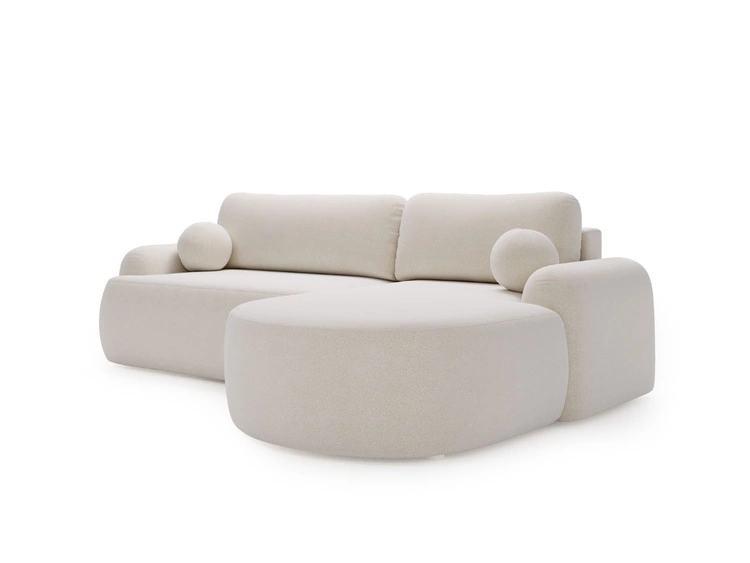 Ecksofa L-Form Rechts mit Schlaffunktion und Bettkasten Aurio Weiß