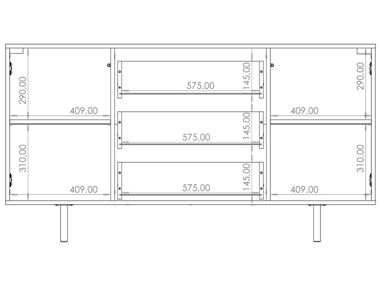 Kommode mit Türen und drei Schubladen Ankara Schwarz Matt