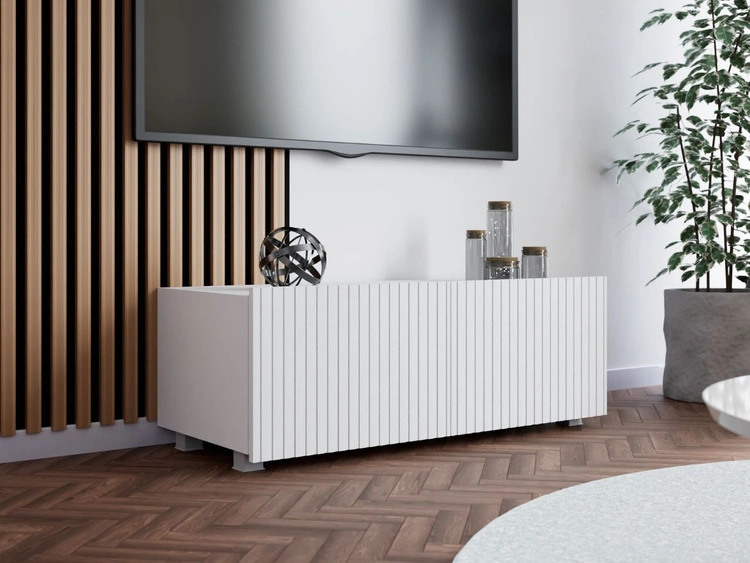 TV-Lowboard mit Türen 100 cm Kioto Weiß matt