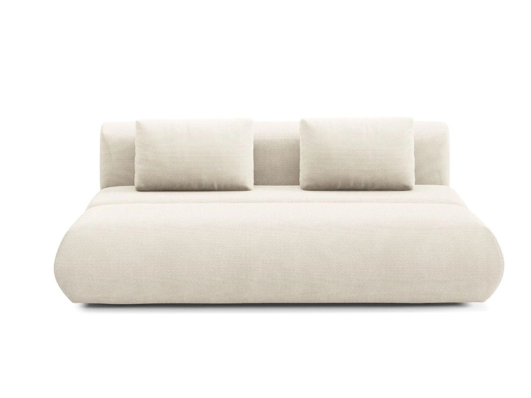 Schlafsofa mit verstellbarer Rückenlehne, Schlaffunktion und Bettkasten Figo Creme