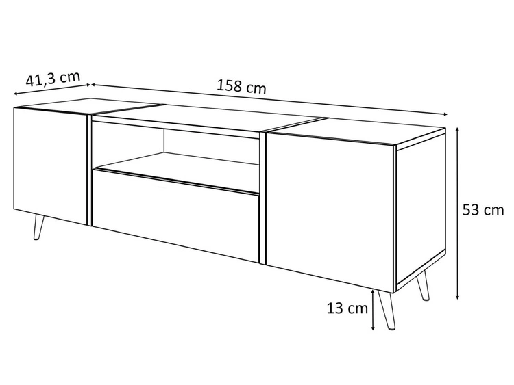 TV-Schrank im Glamour-Stil mit Schränken und Schublade Lunelie Schwarz Hochglanz