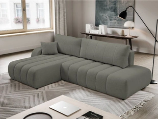 Ecksofa mit Schlaffunktion und Bettkasten Links Adoro Grau