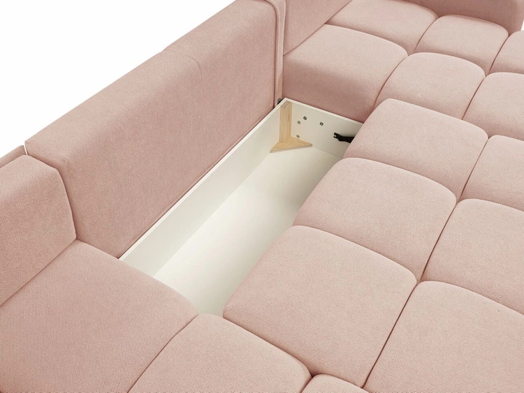 Wohnlandschaft mit Schlaffunktion und Bettkasten Sile U Hellrosa