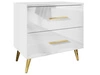 Nachttisch mit Schubladen auf Goldenen Metallbeinen Nuveo Weiß Hochglanz