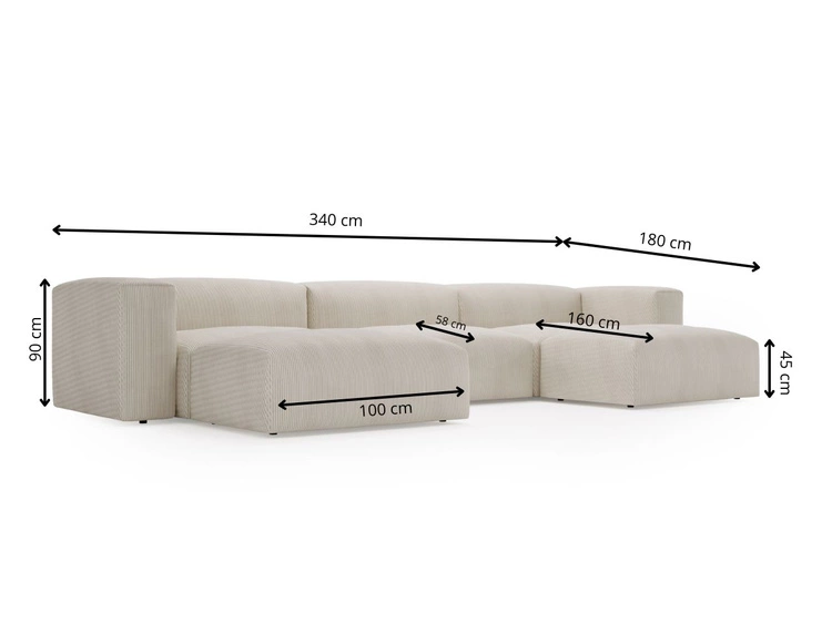 Wohnlandschaft Universell Moderne Cord Ecksofa Landi Beige