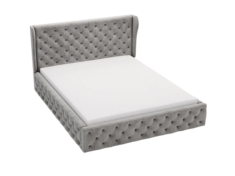 Polsterbett mit Bettkasten und Lattenrost 200x200 Kingston Hellgrau