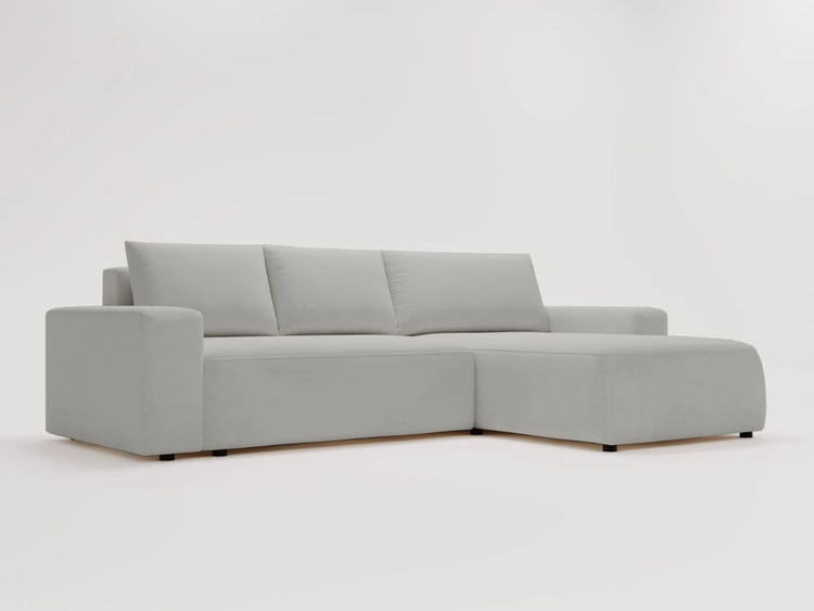 Ecksofa L-Form Rechts mit Schlaffunktion und Bettkasten Tazones Hellgrau