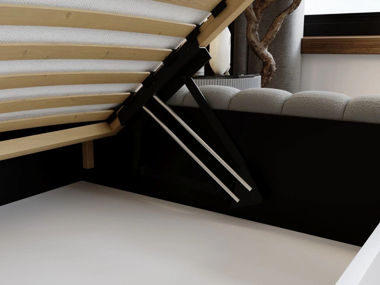 Polsterbett mit Bettkasten und Lattenrost 200x200 Bliss Grau