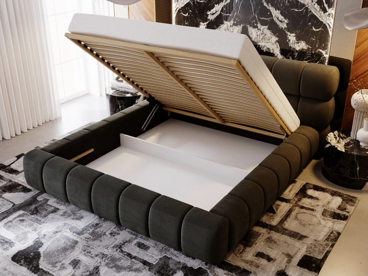 Polsterbett mit Bettkasten und Lattenrost 120x200 Mellow Dunkelgrau