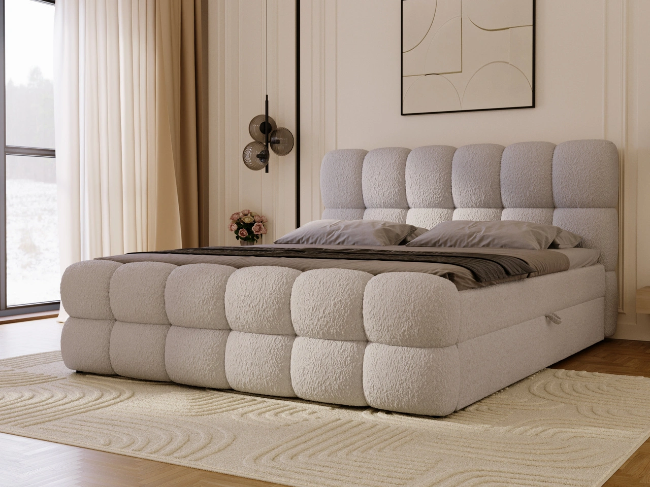 Boxspringbett mit Bettkasten 180x200 Modo Grau