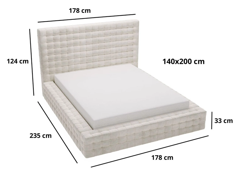 Polsterbett mit Bettkasten und Lattenrost 140x200 Barbados Creme