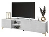 TV-Schrank mit goldenen Kunststoffbeinen und 3D-gefrästen Fronten Celiane Weiß Glanz