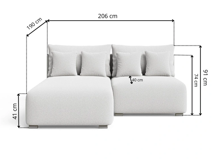 Ecksofa L-Form Rechts mit Schlaffunktion und Bettkasten Ronni Grau