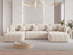 Wohnlandschaft mit Schlaffunktion und Bettkasten Ardi U Beige