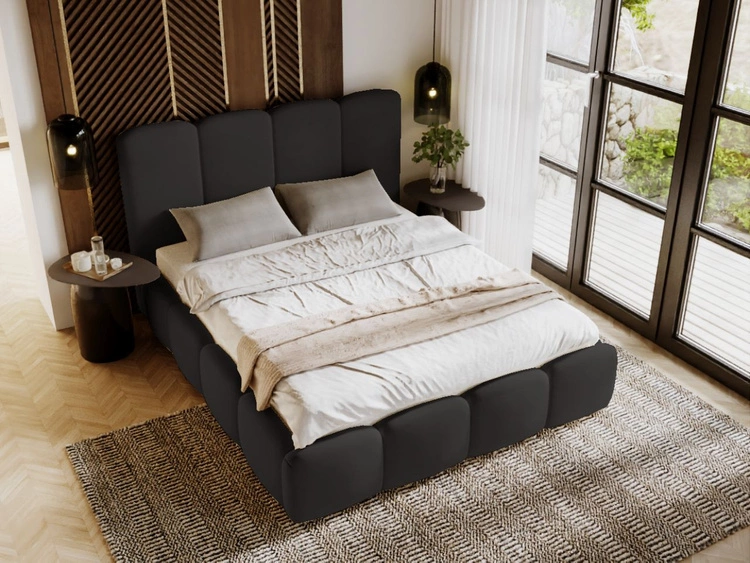 Polsterbett mit Bettkasten und Lattenrost 180x200 Galli Schwarz