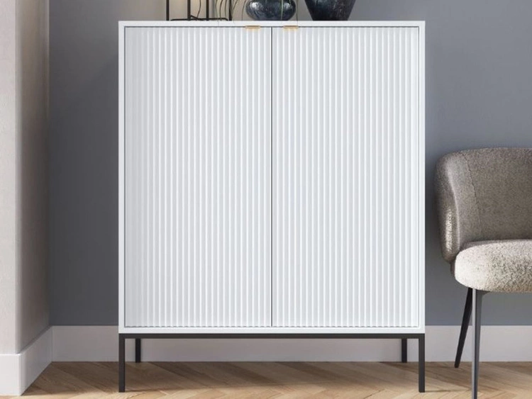 Wohnzimmerset Amber Weiß, Schwarz Frame