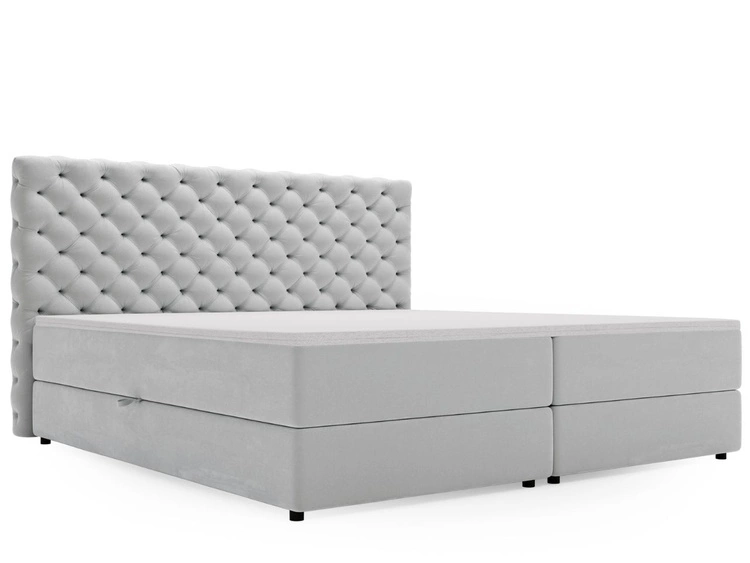 Boxspringbett mit Bettkasten 200x200 Bergamo Hellgrau