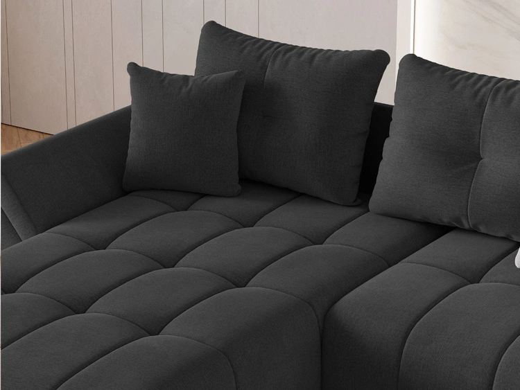 Ecksofa L-Form mit Schlaffunktion und Bettkasten Decor L Anthrazit