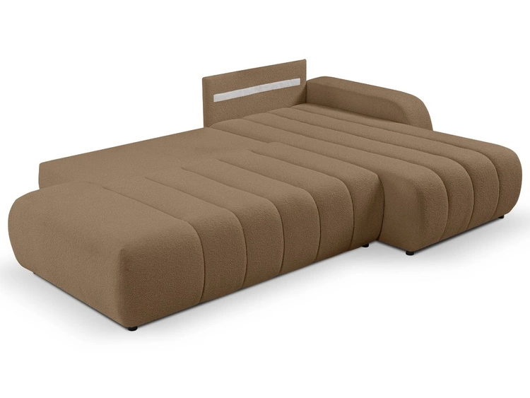 Ecksofa mit Schlaffunktion und Bettkasten Rechts Adoro Braun