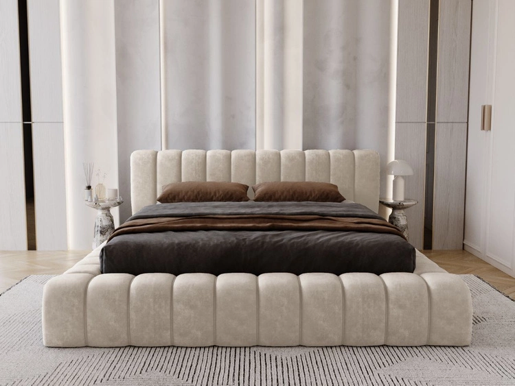 Polsterbett mit Bettkasten und Lattenrost 180x200 Italia Beige