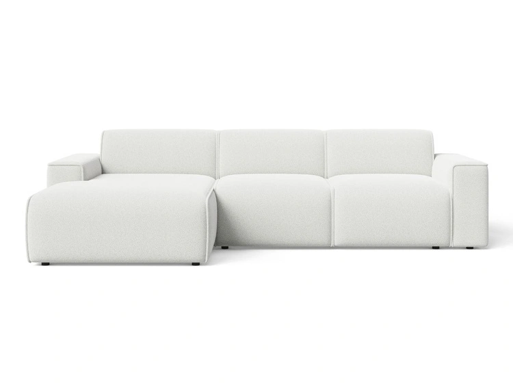 Ecksofa L-Form Links Lavia Bouclé-Stoff Weiß