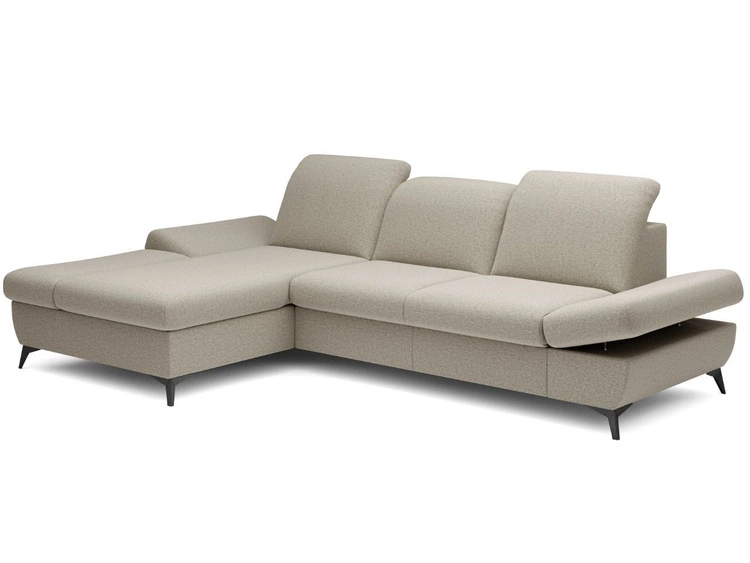 Ecksofa L-Form Links mit Schlaffunktion und Bettkasten Hannover Hellbraun