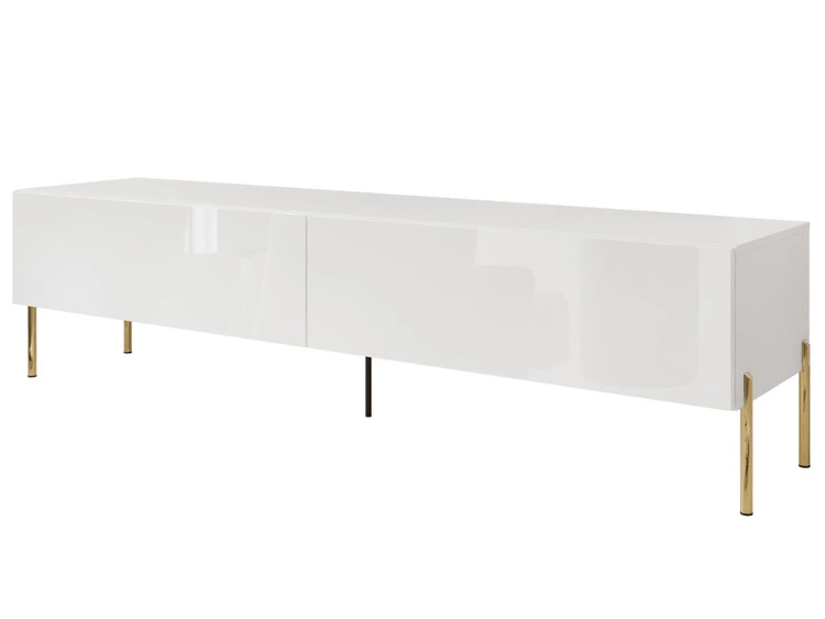 TV-Lowboard mit Türen auf Goldenen Metallbeinen 175 cm Sorelle Weiß Hochglanz
