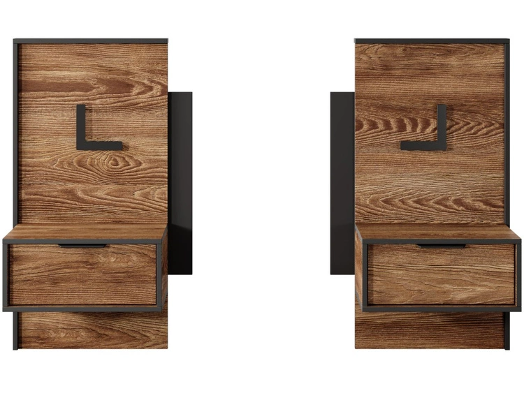 Set aus zwei Nachttischen Montreal Kastanie, Schwarz