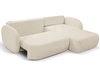 Ecksofa L-Form Rechts mit Schlaffunktion und Bettkasten Oreo Beige