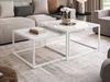 Couchtisch auf weißem Gestell mit Glasplatte Asumi Weiß 39x45