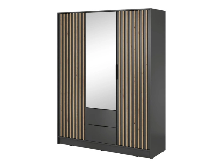 Kleiderschrank mit Spiegel 155 cm Macron Graphit, Artisan Eiche