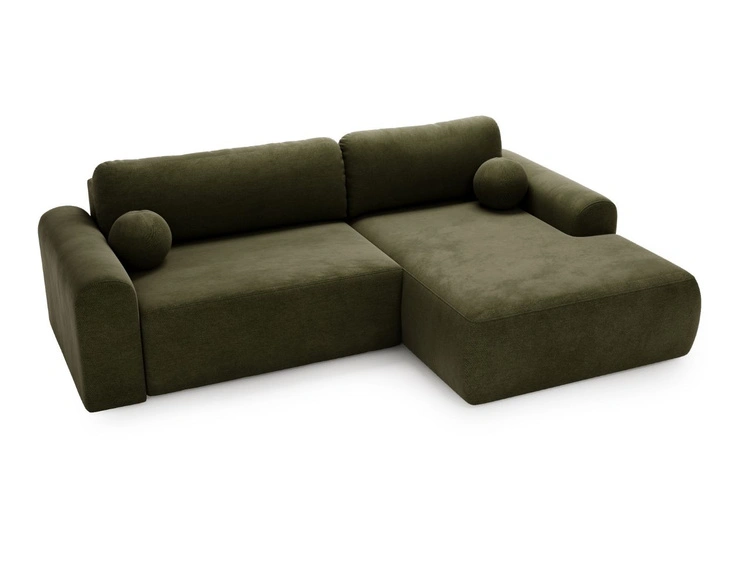 Ecksofa L-Form mit Schlaffunktion und Bettkasten Savana Rechts Grün