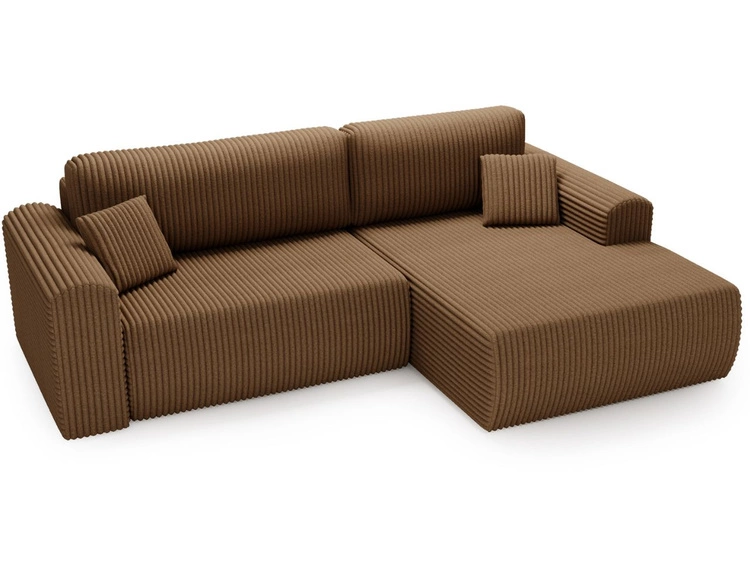 Ecksofa mit Schlaffunktion und Bettkasten Belvio rechts Braun