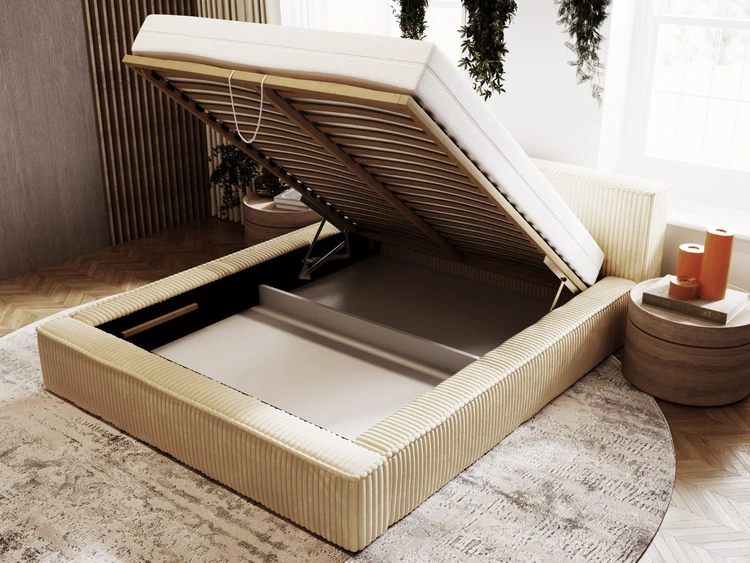 Polsterbett mit Bettkasten und Lattenrost 120x200 Lago Beige