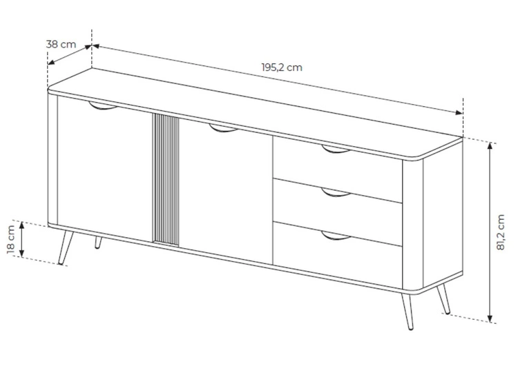 Hochkommode mit Türen und Schubladen Magico Eiche Dunin
