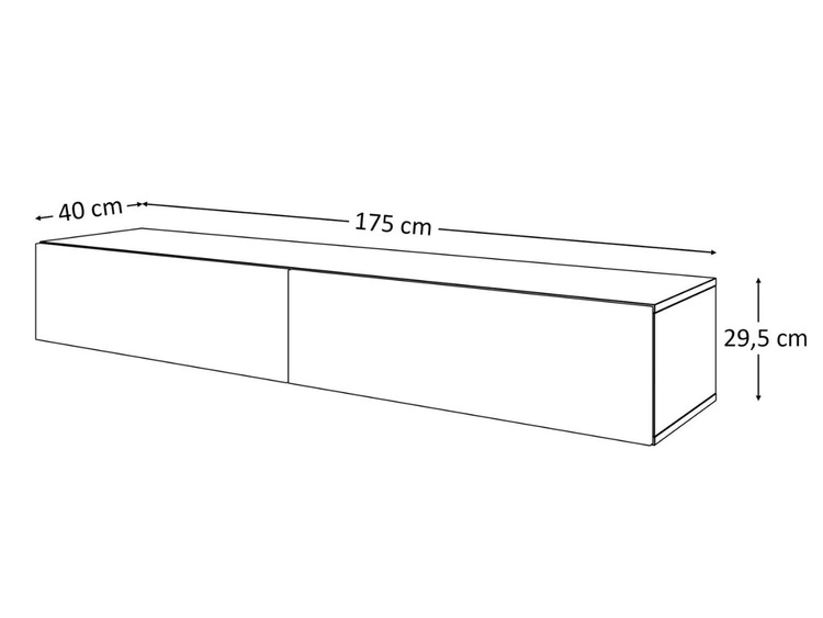 Hängendes TV-Lowboard mit zwei Türen 175 cm Sorelle Weiß Hochglanz