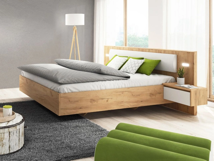 Schlafzimmermöbel-Set Baffi Eiche Craft Gold, Weiß