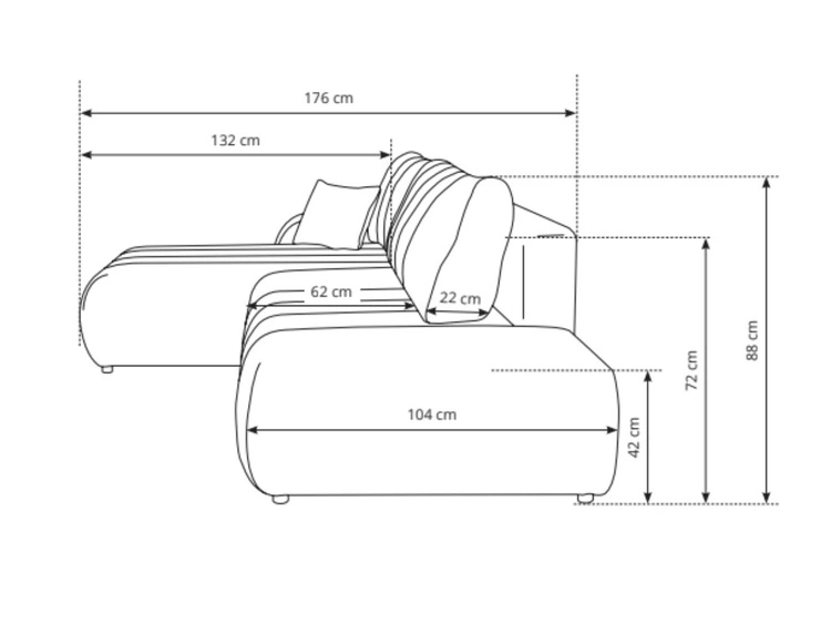 Ecksofa mit Schlaffunktion und Bettkasten Links Adoro Grau