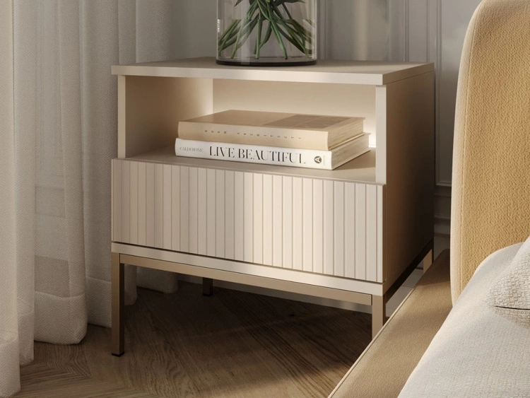 Nachtschrank mit Schublade und Led Deo Kaschmir