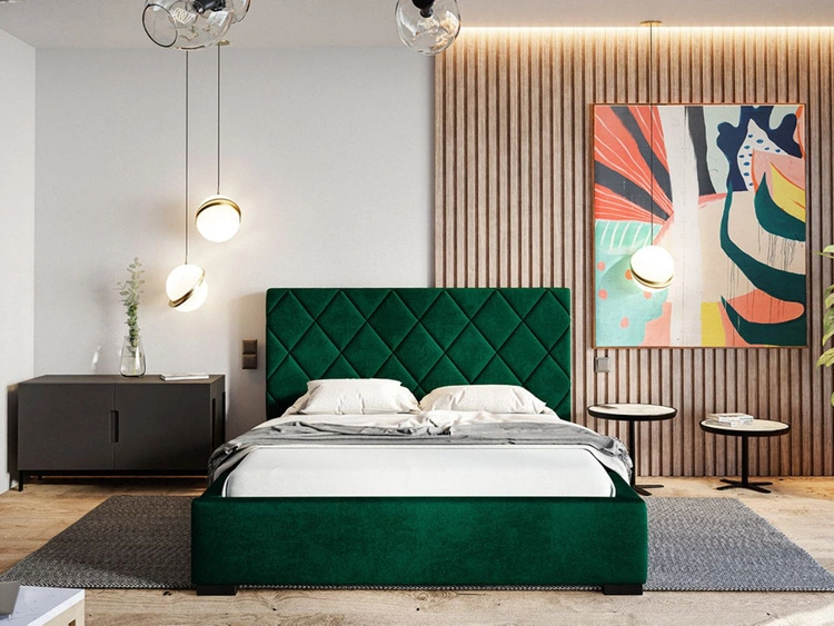 Polsterbett mit Bettkasten und Lattenrost 120x200 Taranto Dunkelgrün