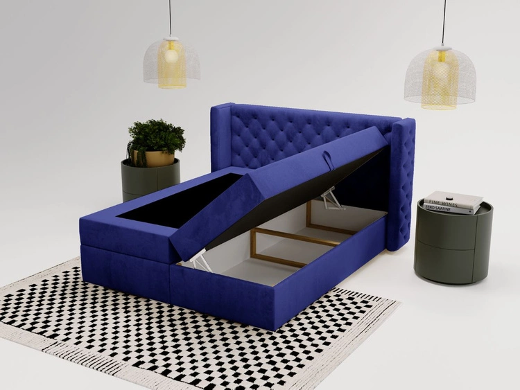 Boxspringbett mit Bettkasten 180x200 Lion Dunkelblau