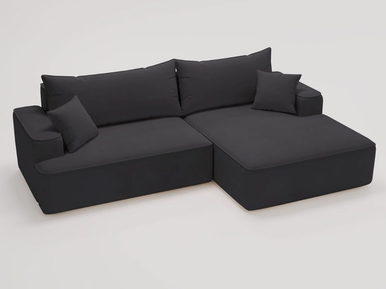 Ecksofa L-Form Rechts mit Schlaffunktion und Bettkasten California Schwarz