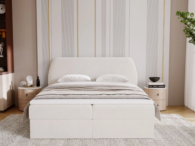 Boxspringbett mit Bettkasten 120x200 Bogota Creme